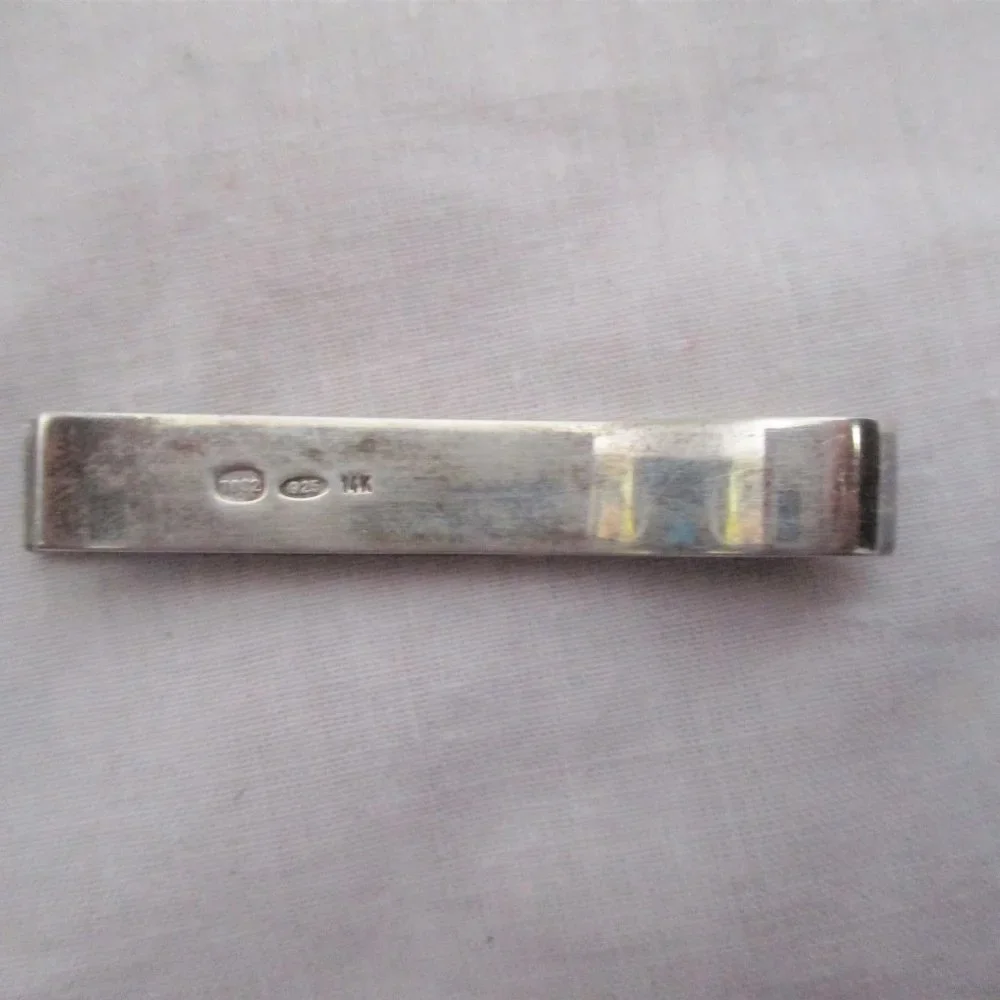 Signed 14K GOLD and 925 STERLING SILVER Heavy TIE MONEY CLIP WOW